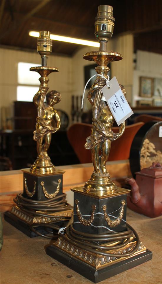 Pair cherub table lamps